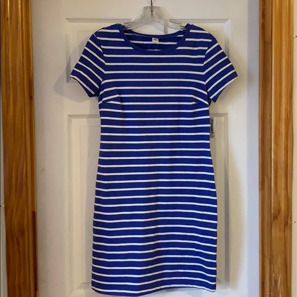 old navy blue and white striped dress